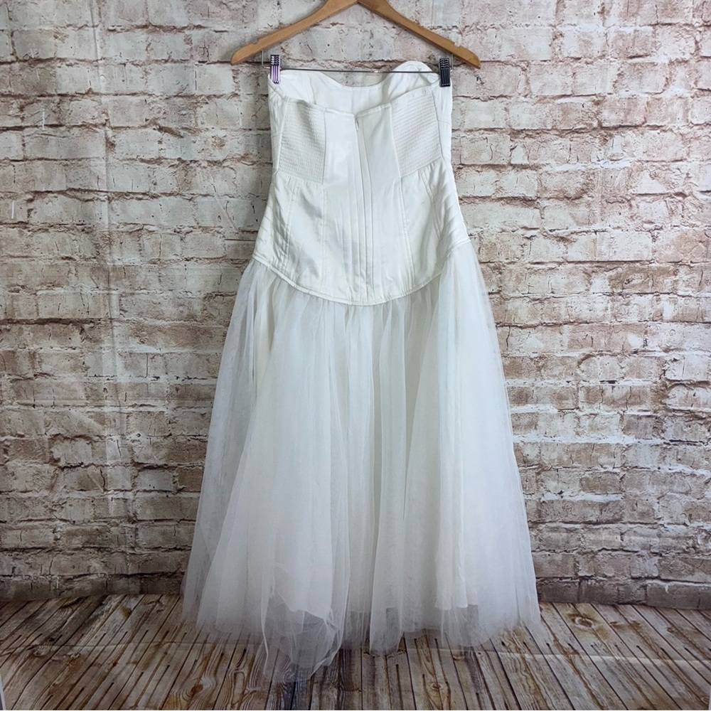 Anthropologie BHLDN Strapless A-Line Satin Tulle-Skirt Midi Dress Size Small NEW - Picture 8 of 13